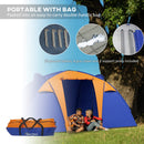 Outsunny Camping Tent with 2 Bedroom, Living Area and Awning for 4-6 Person