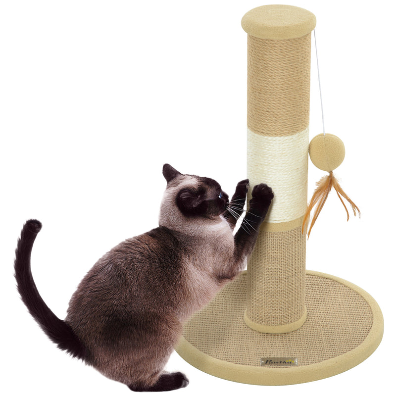 PawHut 47cm Tall Cat Scratching Post for Indoor Cats, with Sisal Rope,