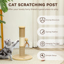 PawHut 47cm Tall Cat Scratching Post for Indoor Cats, with Sisal Rope, Brown