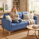HOMCOM Modern 3 Seater Sofa with Hidden Storage and Rubber Wood Legs, Blue