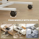 HOMCOM Natural Standing Desk Mobile Overbed Table W/ Wheels For Home Office