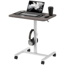 HOMCOM Natural Standing Desk Mobile Overbed Table W/ Wheels For Home Office