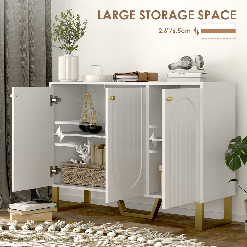 HOMCOM Sideboard With Adjustable Shelves & Doors For Living Room, White