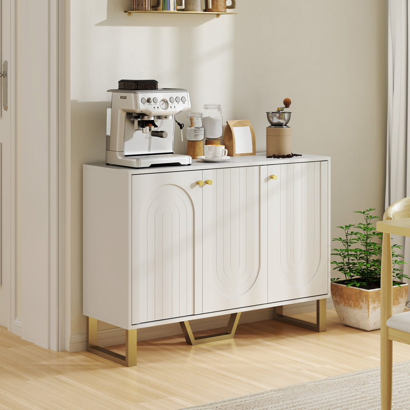 HOMCOM Sideboard With Adjustable Shelves & Doors For Living Room, White