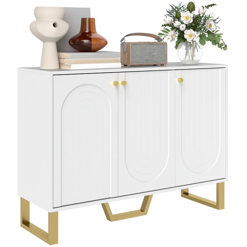HOMCOM Sideboard With Adjustable Shelves & Doors For Living Room, White