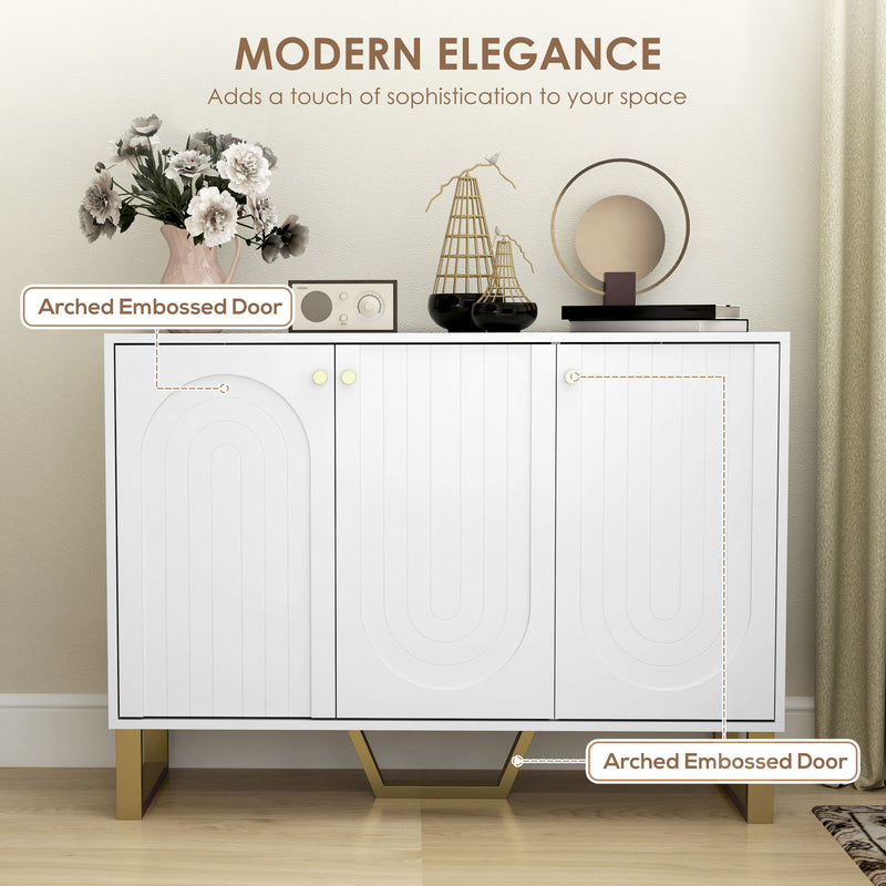 HOMCOM Sideboard With Adjustable Shelves & Doors For Living Room, White