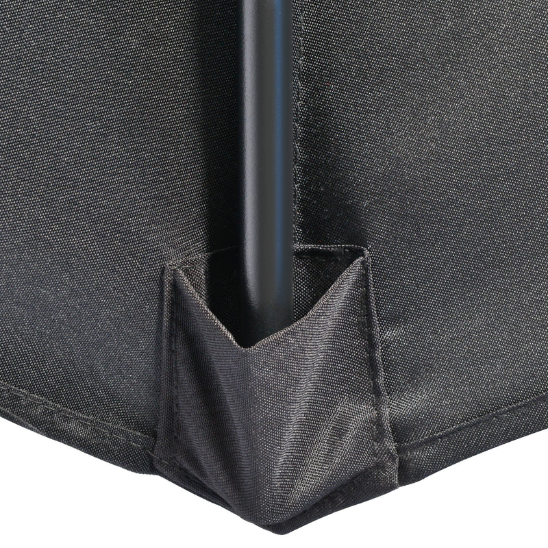 Outsunny 3(m) Half Round Parasol Garden Sun Umbrella Metal w/ Crank Black