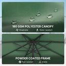 Outsunny 2.7 m Garden Parasol Umbrella with Cross Base, Sandbag, Green