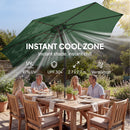 Outsunny 2.7 m Garden Parasol Umbrella with Cross Base, Sandbag, Green