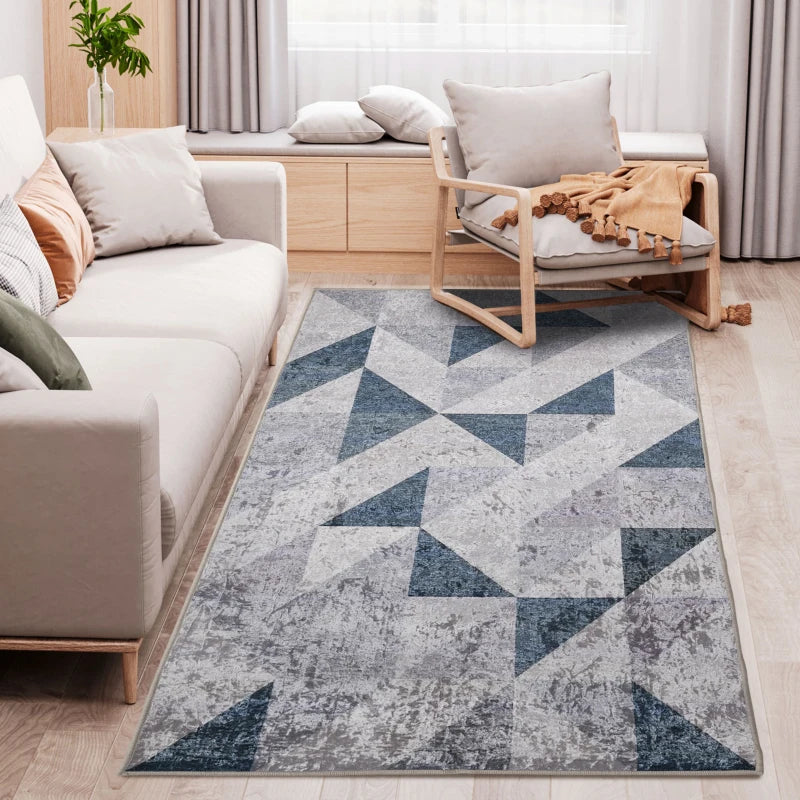 HOMCOM Modern Geometric Rug 80x150 cm - Grey