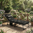 Outsunny Folding Sun Lounger, Sunbed With Canopy, Black