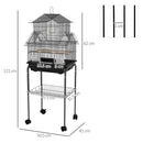 PawHut Metal Bird Cage w/ Perch, Food Container, Handle, for Finch, Canary