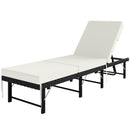 Outsunny Folding Rattan Sun Lounger with Adjustable Back, Cushion, Black