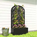 Outsunny Metal Raised Garden Bed with Trellis, Outdoor Elevated Planter Box