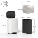HOMCOM Pedal Bin With Soft-Close Lid, 50L Kitchen Bin With Carry Handle Cream