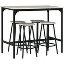 HOMCOM 5 Piece Brown Bar Table And Stools Set With Metal Frame Rustic