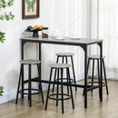 HOMCOM 5 Piece Brown Bar Table And Stools Set With Metal Frame Rustic