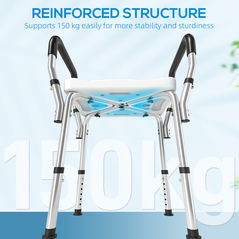 HOMCOM Rust-Free Aluminium Bath Chair with Adjustable Height, White