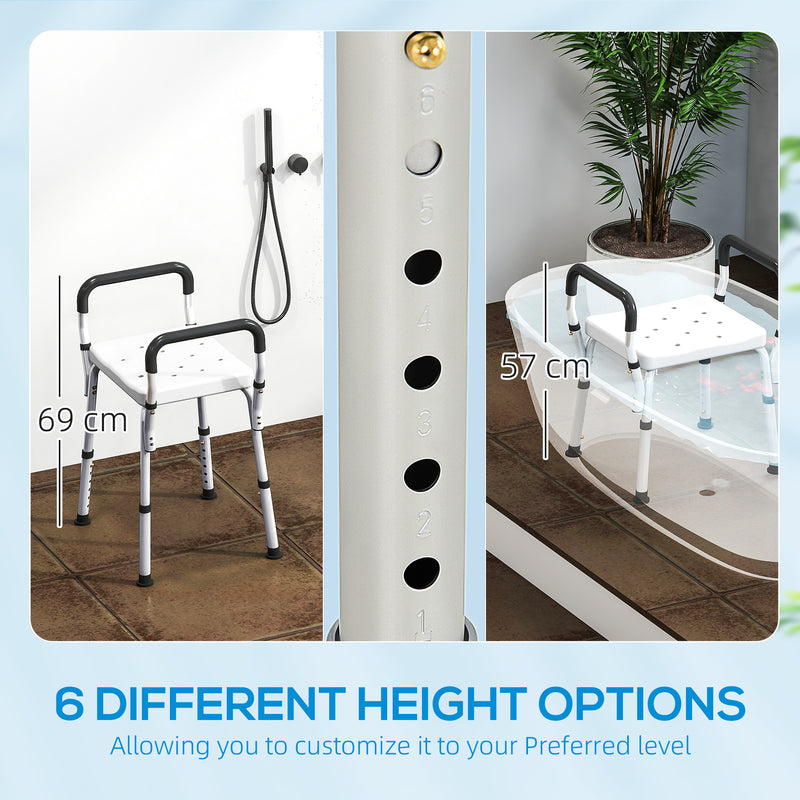 HOMCOM Rust-Free Aluminium Bath Chair with Adjustable Height, White