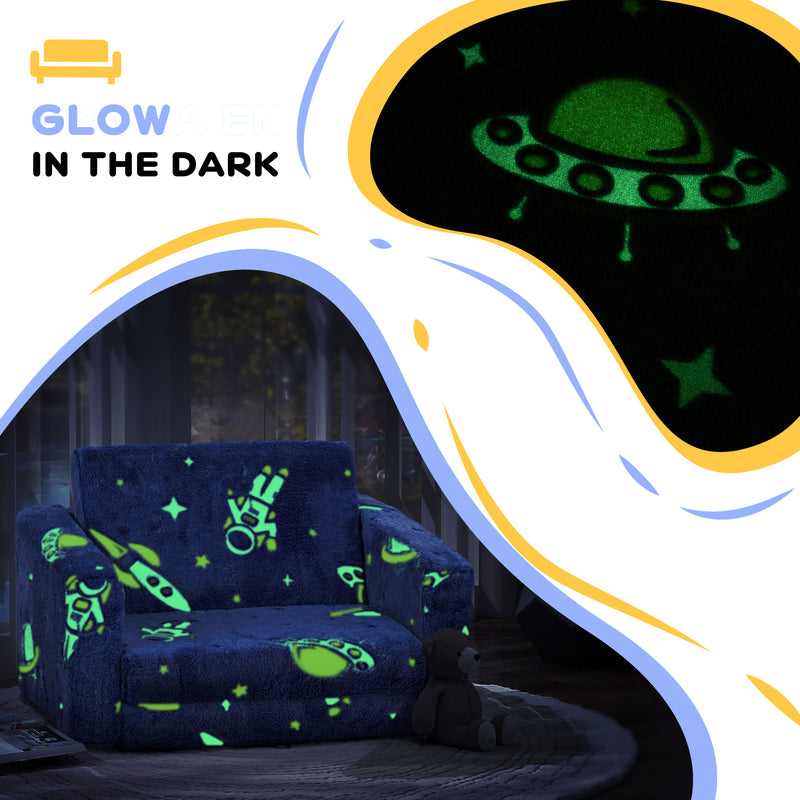 AIYAPLAY 2 In 1 Kids Folding Bed With Glow In The Dark Cosmic Design, Pink