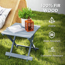 Outsunny Wooden Folding Garden Table, Folding Side Table, Grey