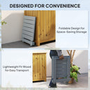 Outsunny Wooden Folding Garden Table, Folding Side Table, Grey