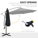 Outsunny 3m Garden Banana Parasol Cantilever Umbrella w/Crank& Base, Black