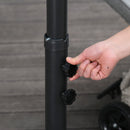 Outsunny 3m Garden Banana Parasol Cantilever Umbrella w/Crank& Base, Black