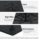 Outsunny 3m Garden Banana Parasol Cantilever Umbrella w/Crank& Base, Black