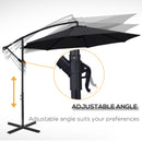 Outsunny 3m Garden Banana Parasol Cantilever Umbrella w/Crank& Base, Black