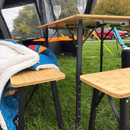 OLPRO Folding Bamboo Camping Bench Set Of 2 Portable Outdoor Picnic Benches With Carry Bag
