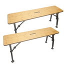 OLPRO Folding Bamboo Camping Bench Set Of 2 Portable Outdoor Picnic Benches With Carry Bag