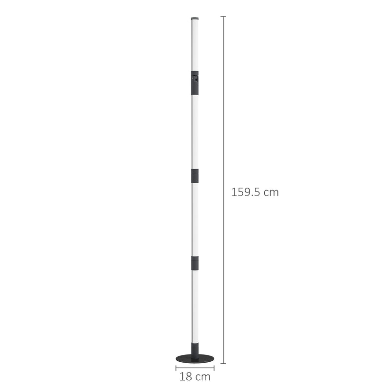 HOMCOM LED Floor Lamp, Corner Floor Lamp with App & Remote Control Dark Grey