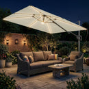 Outsunny 3 X 3 M Garden Cantilever Parasol W/ Light, Cover, Wind Protection