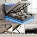 HOMCOM Lift up Storage Bed Frame with RGB LED Lights Dark Grey