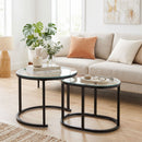 HOMCOM Modern Nest Of Tables With Steel Frame And Side Tables, Black
