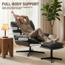 HOMCOM Accent Chair With Footstool, Modern Swivel Lounge Chair, Dark Grey