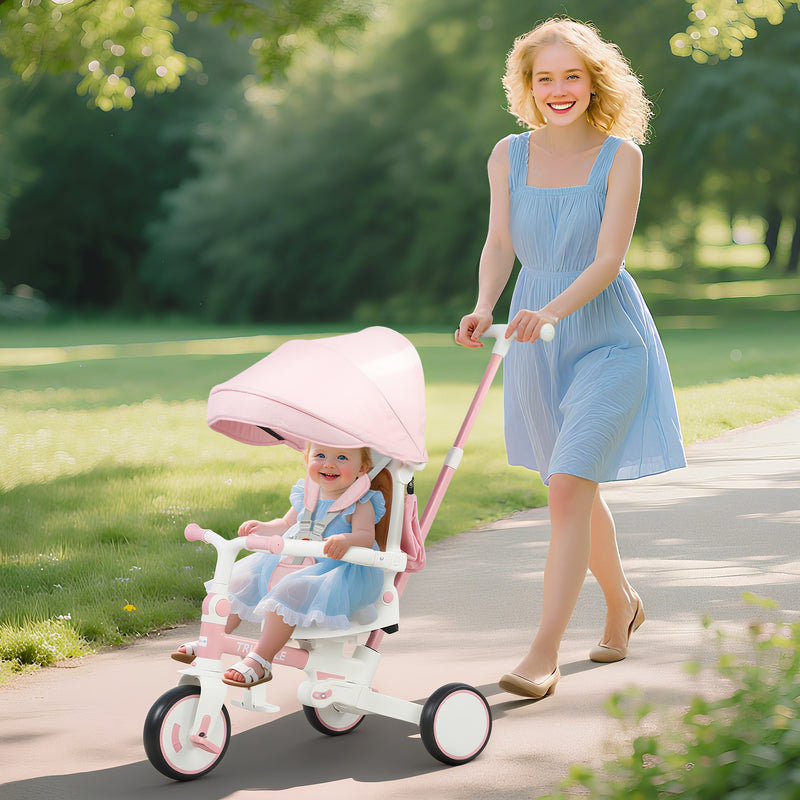 AIYAPLAY 5 in 1 Foldable Kids Trike, Toddler Tricycle for 1-3 Years,