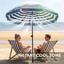 Outsunny 1.8 m Beach Umbrella Parasol with Sand Anchor, Tilt, Blue/White