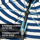 Outsunny 1.8 m Beach Umbrella Parasol with Sand Anchor, Tilt, Blue/White