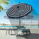 Outsunny 1.8 m Beach Umbrella Parasol with Sand Anchor, Tilt, Blue/White
