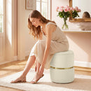 HOMCOM Round Pouffe Storage Footstool with Hidden Space, Beige