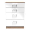 Milan Ready Assembled Chest Of Drawers with 4 Drawers - White Matt / Oak