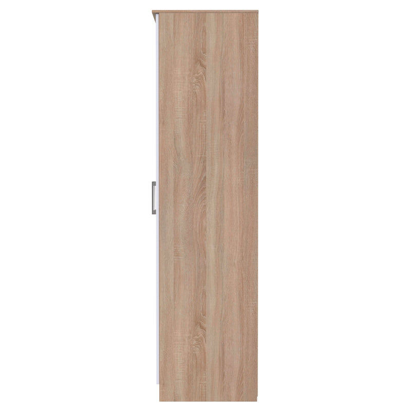 Milan Ready Assembled Wardrobe with 2 Doors - White Matt / Oak