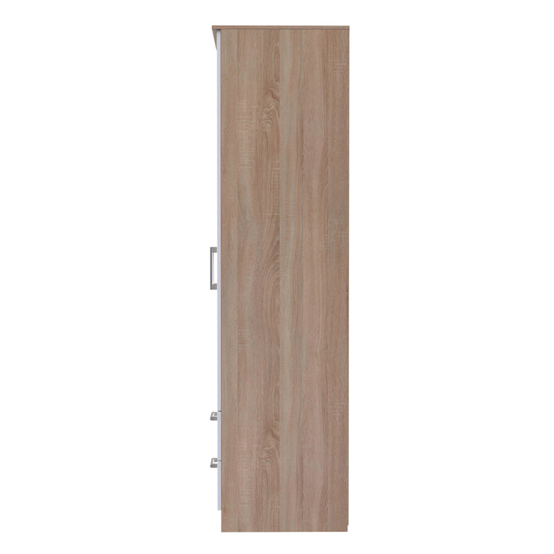 Milan Ready Assembled Wardrobe with 2 Doors and 2 Drawers - White Matt / Oak