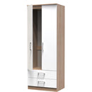 Milan Ready Assembled Wardrobe with 2 Doors and 2 Drawers - White Matt / Oak