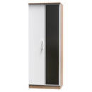 Milan Ready Assembled Wardrobe with 2 Doors and Mirror - White Matt / Oak
