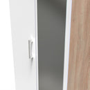 Milan Ready Assembled Wardrobe with 2 Doors and Mirror - White Matt / Oak