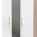 Milan Ready Assembled Wardrobe with Triple Mirror - White Matt / Oak