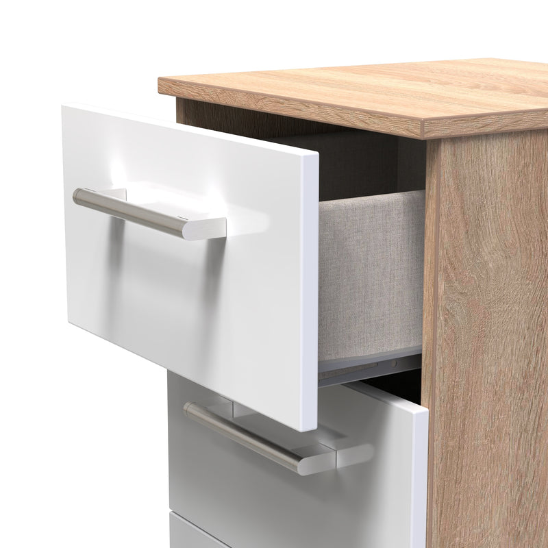 Milan Ready Assembled 3 Piece Bedroom Furniture Set - White Matt / Oak